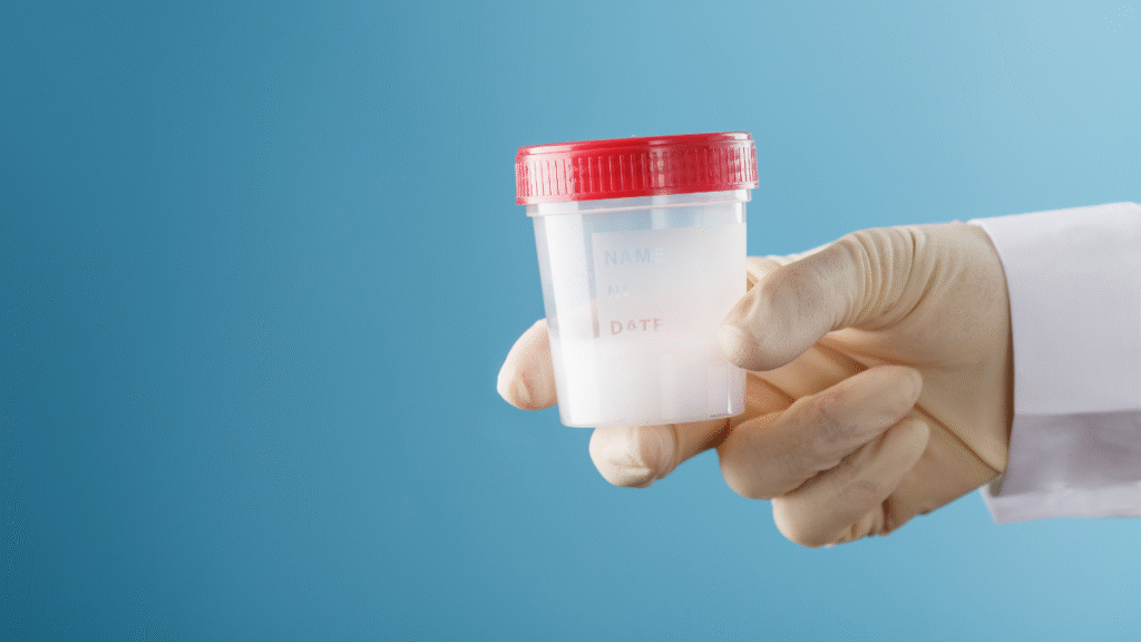 Pote de coleta, para falar sobre o sangue o sêmen