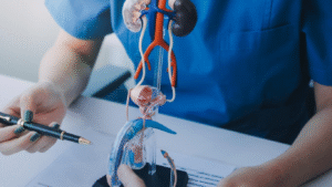 Médico analisando a diferença entre HPB e câncer de próstata