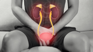 Homem com vontade de fazer xixi toda hora