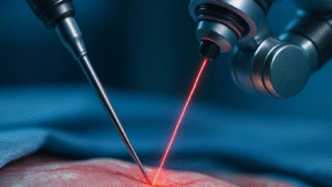 Médico fazendo uma cirurgia, para falar sobre a relação entre próstata inchada e HoLEP